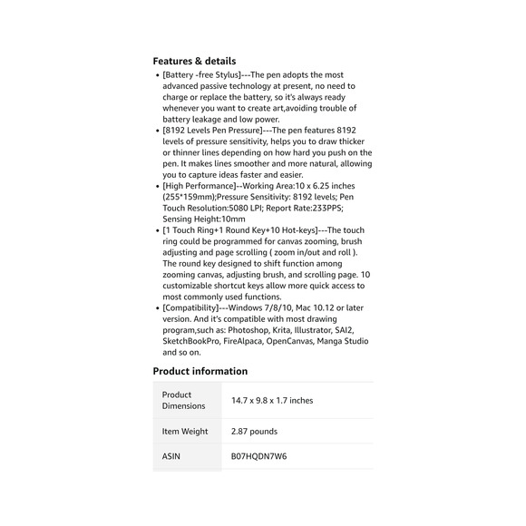 Gaomon M10K2018 Graphic Drawing Tablet 10"X6.25"! Works w/ Most Sketch Platforms - Picture 7 of 8